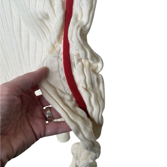 Sweaty Betty Willow Sweater Ruched Stripe Sleeves Rib Knit Size 8 Wool Blend - Picture 4 of 10